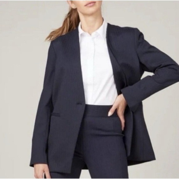 SPANX Jackets & Blazers - Spanx The Perfect Collarless Blazer Navy One Button Ponte Knit 2X